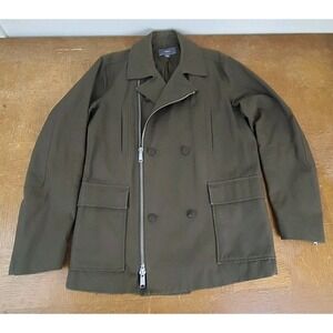 Men's Vince Olive Green Full Zip Field Military Utility Chore Jacket Size Large